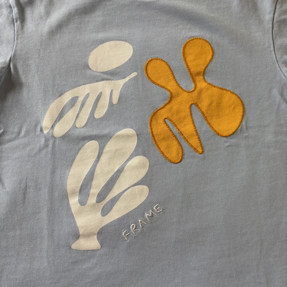 FRAME Graphic Tee Blue Abstract Logo | XS | EXCELLENT - Picture 3 of 8